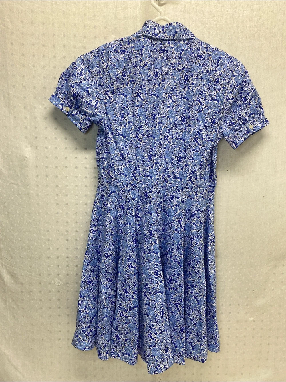 Ralph Lauren Blue Floral Preppy Ditzy Button-Front Shirt Dress New W/Flaws
